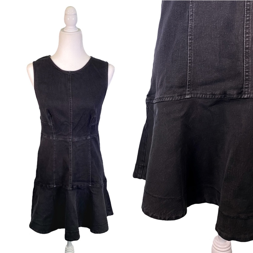 Free People Black Wash Denim Dress 6
